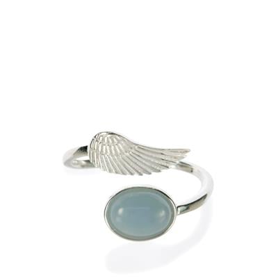 Kimbie Angel Wing Adjustable Ring in Sterling Silver with Angelite 1ct