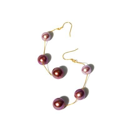 Ombre Purple Freshwater Pearl Gold Plated Sterling Silver Earrings (1 Pair) (10mm)