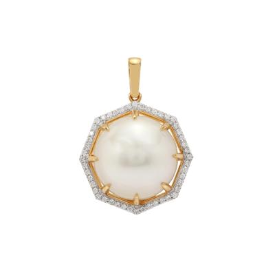 South Sea Cultured Pearl Pendant with Diamonds in 18K Gold (13mm)