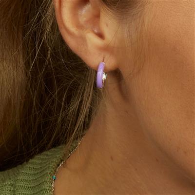 Molte Lilac Enamel Sterling Silver Hoop Earrings 