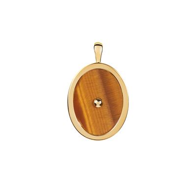 Yellow Tiger's Eye Pendant with White Zircon in Gold Tone Sterling Silver 7.40cts