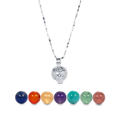 Sterling Silver Necklace with 7 Interchangeable Gemstones ATGW 48cts