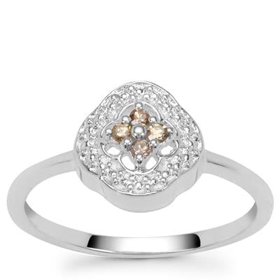 Brown Diamond Ring in Sterling Silver 0.06ct