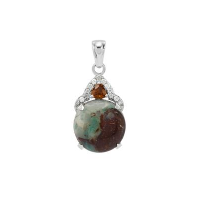 Aquaprase™, Mali Garnet Pendant with White Zircon in Sterling Silver 6.45cts
