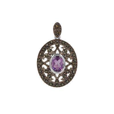 Amethysta Amethyst Pendant with Marcasite in Sterling Silver 1.45cts
