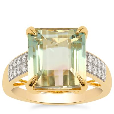 Bi Colour Tourmaline Ring with Diamonds in 18K Gold 9.26cts
