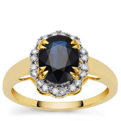AAA Diego Suarez Blue Sapphire Ring with Diamonds in 18K Gold 2.45cts
