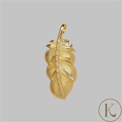 Kimbie Feather Pendant in Gold Plated Sterling Silver 0.05ct