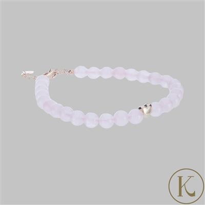 Kimbie Rose Quartz Bracelet with Heart Charm in Rose Gold Plated Sterling Silver 50cts