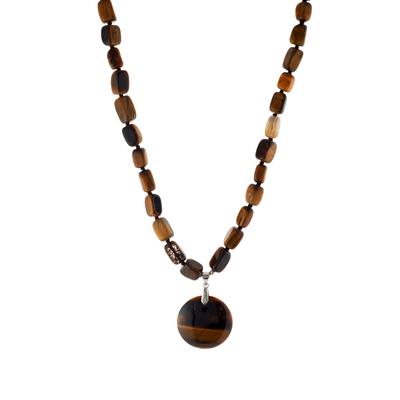 Yellow Tiger's Eye Necklace in Sterling Silver 143.55cts