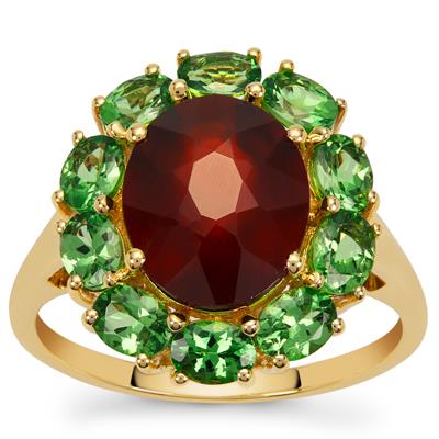 Gooseberry Grossular Garnet Ring with Tsavorite Garnet in 9K Gold 5.85cts