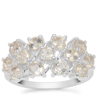  Plush Diamond Sunstone Ring in Sterling Silver 1.70cts
