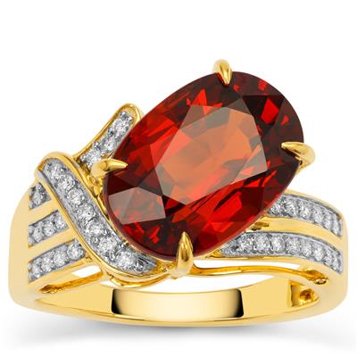 Spessartite Garnet Ring with Diamonds in 18K Gold 8.48cts