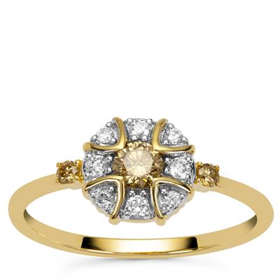 C7 Diamonds Ring with White Diamonds in 9K Gold 0.39cts