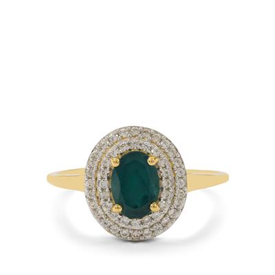 Teal Grandidierite Ring with White Zircon in 9K Gold 1.25cts
