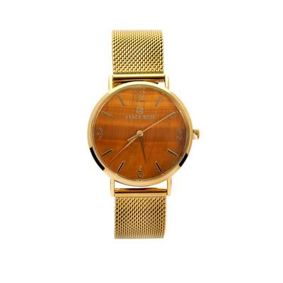 'The Golden Tiger' Gold Plated Tiger's Eye Stainless Steel Watch 1.5cts