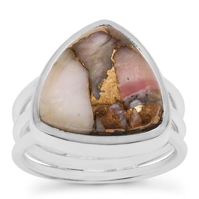 Copper Mojave Pink Opal Ring in Sterling Silver 8cts