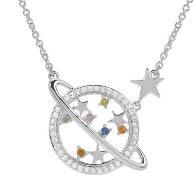 Multi-Colour Sapphire Necklace with White Topaz in Sterling Silver 0.63cts