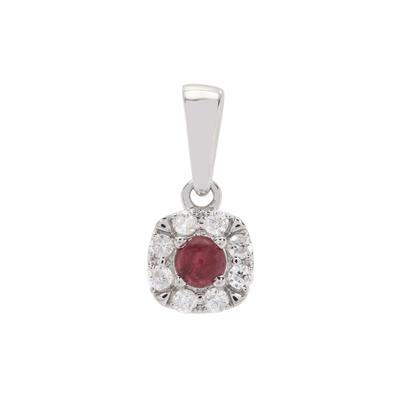 Greenland Ruby Pendant with Canadian Diamonds in 9K White Gold 0.30cts 