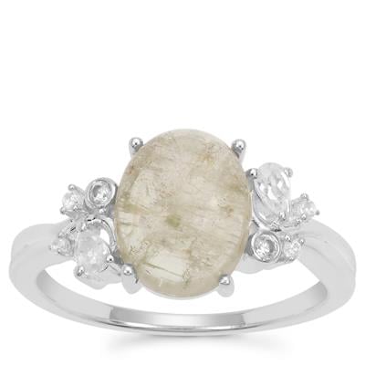 Menderes Diaspore Ring with White Zircon in Sterling Silver 3.24cts