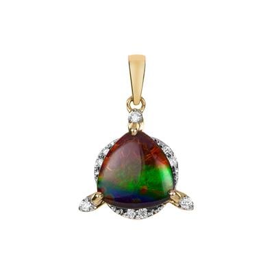 AA Ammolite Pendant with Canadian Diamond in 9K Gold