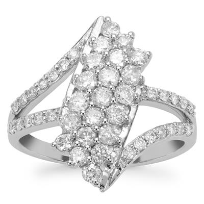 Canadian Diamond Ring in 9K White Gold 1cts