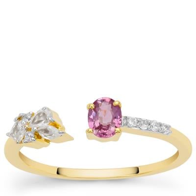 Purple Sapphire Ring with White Zircon in 9K Gold 0.55cts