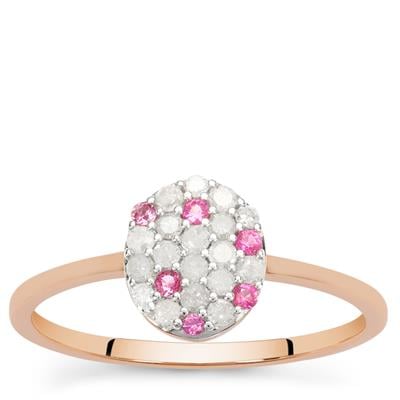 Pink Sapphire Ring with Diamond in 9K Rose Gold 0.34ct