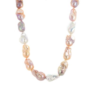 Baroque Freshwater Cultured Pearl Necklace in Rhodium Flash Sterling Silver(16 to 19mm)