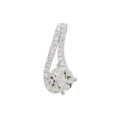 White Topaz Pendant with White Zircon in Sterling Silver 1.50cts