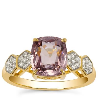 Burmese Spinel Ring with Diamonds in 18K Gold 3.32cts