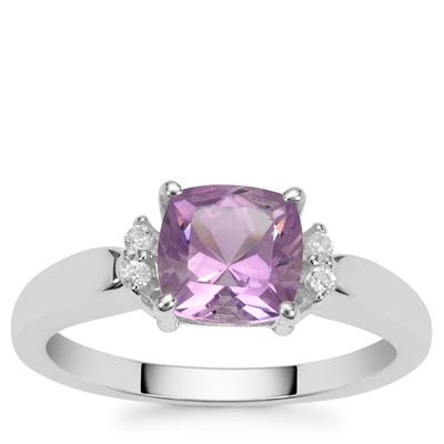 Moroccan Amethyst Ring with White Zircon in Sterling Silver 1.45cts