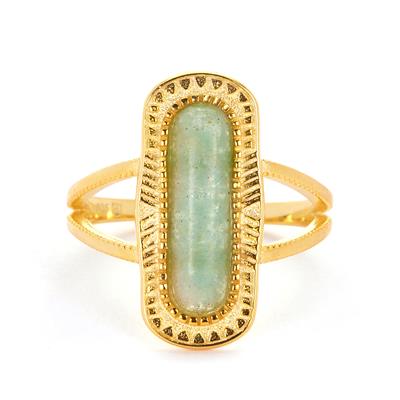 Amazonite Ring in Gold Tone Sterling Silver 2cts