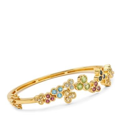 Jilin Peridot Bangle with Multi-Gemstone in Gold Plated Sterling Silver 4.20cts