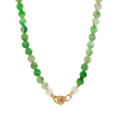 Type A Dulong Jadeite Necklace with White Topaz in Gold Tone Sterling Silver 200.15cts
