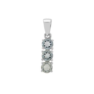 Double Blue Aquamarine Pendant in Sterling Silver 1.35cts