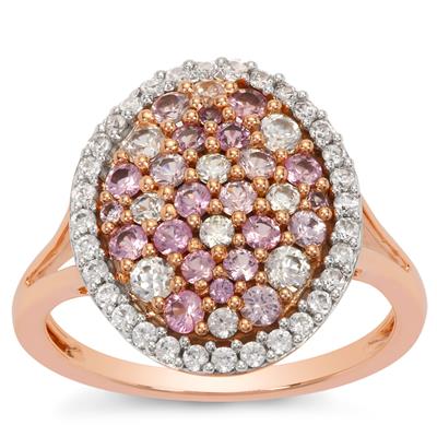 Sakaraha Pink Sapphire Ring with White Zircon in 9K Rose Gold 1.75