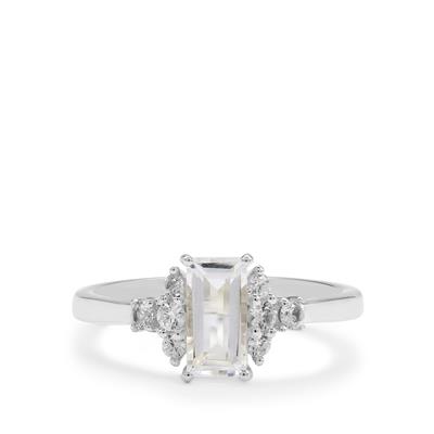 White Topaz Ring with White Zircon in Sterling Silver 1.35cts