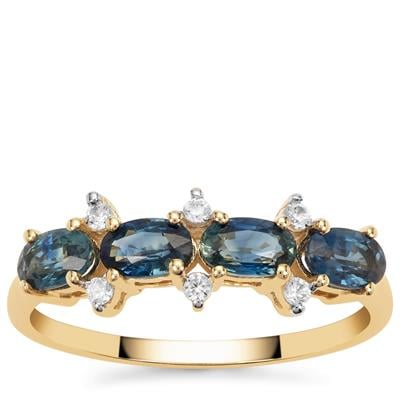 Diego Suarez Blue Sapphire Ring with White Zircon in 9K Gold 1.40cts 