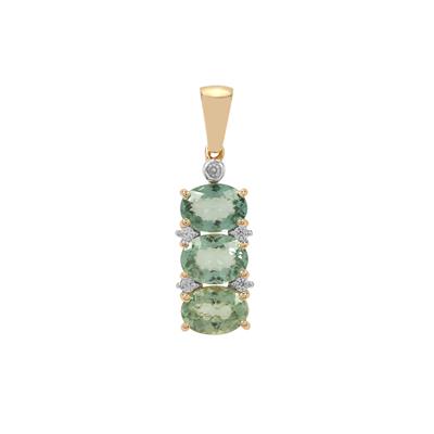 Namibian Cuprian Tourmaline Pendant with White Zircon in 9K Gold 2.45cts