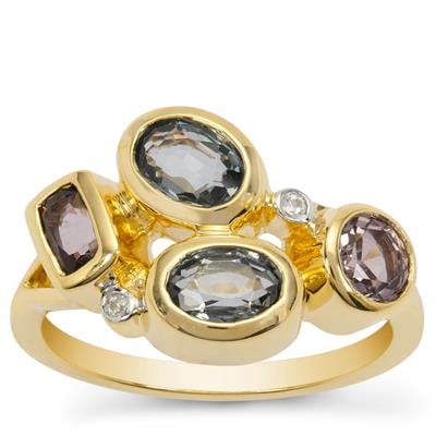 Burmese Spinel Ring with White Zircon in 9K Gold 2cts