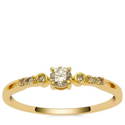 Golden Ivory Diamonds Ring in 9K Gold 0.27cts