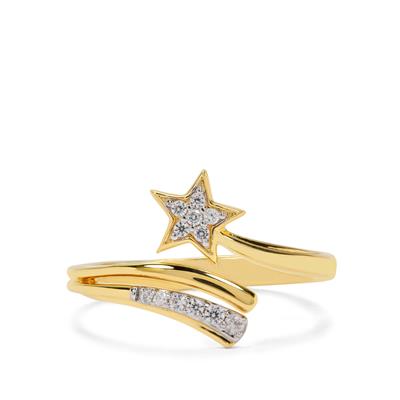 White Zircon Ring in Gold Plated Sterling Silver 0.17ct