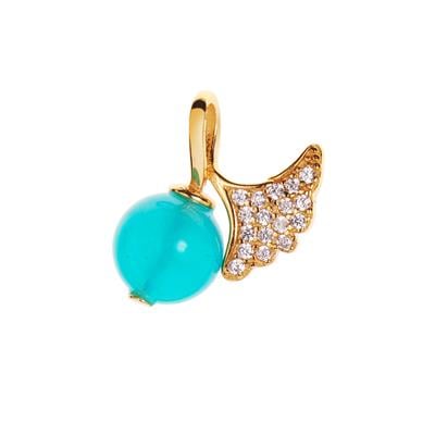 Amazonite Pendant with White Zircon in Gold Tone Sterling Silver 3.10cts
