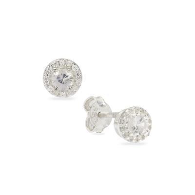 White Zircon Earrings in Sterling Silver 0.50cts
