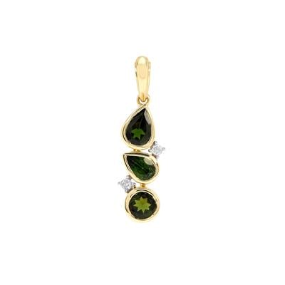 Congo Green Tourmaline Pendant with White Zircon in 9K Gold 1.67cts