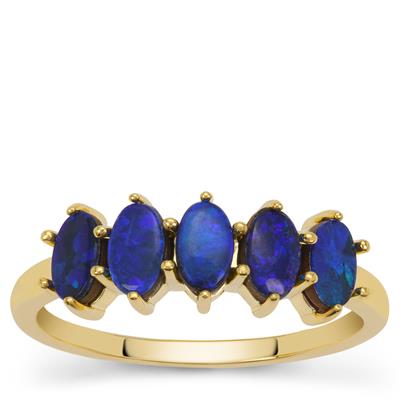 Crystal Opal on Ironstone Ring  in 9K Gold 