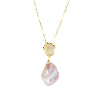 'Liquid Light' Baroque Freshwater Cultured Pearl Gold Tone Sterling Silver Necklace (23 x 16mm )