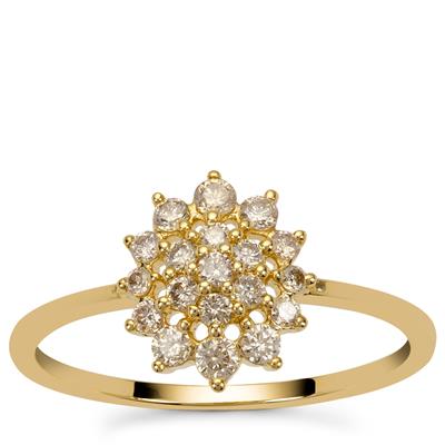 Golden Ivory Diamonds Ring in 9K Gold 0.34ct