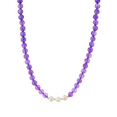 Bahia Amethyst Necklace with Freshwater Cultured Pearl in Sterling Silver